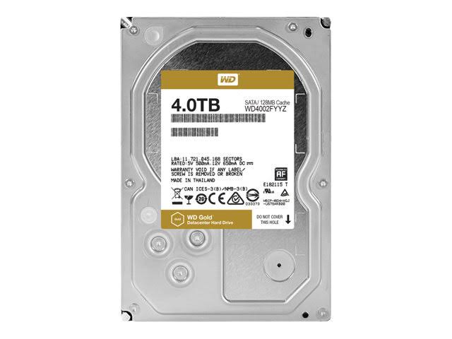 Western Digital Bare Drives WD Gold 4TB Enterprise Class Hard Disk Drive - 7200 RPM Class SATA 6 Gb/s 128MB Cache 3.5 Inch - WD4002FYYZ