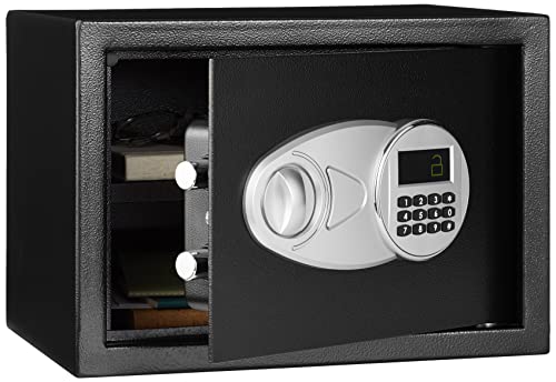 Amazon Basics Steel Security Safe and Lock Box with Electronic Keypad - Secure Cash, Jewelry, ID Documents