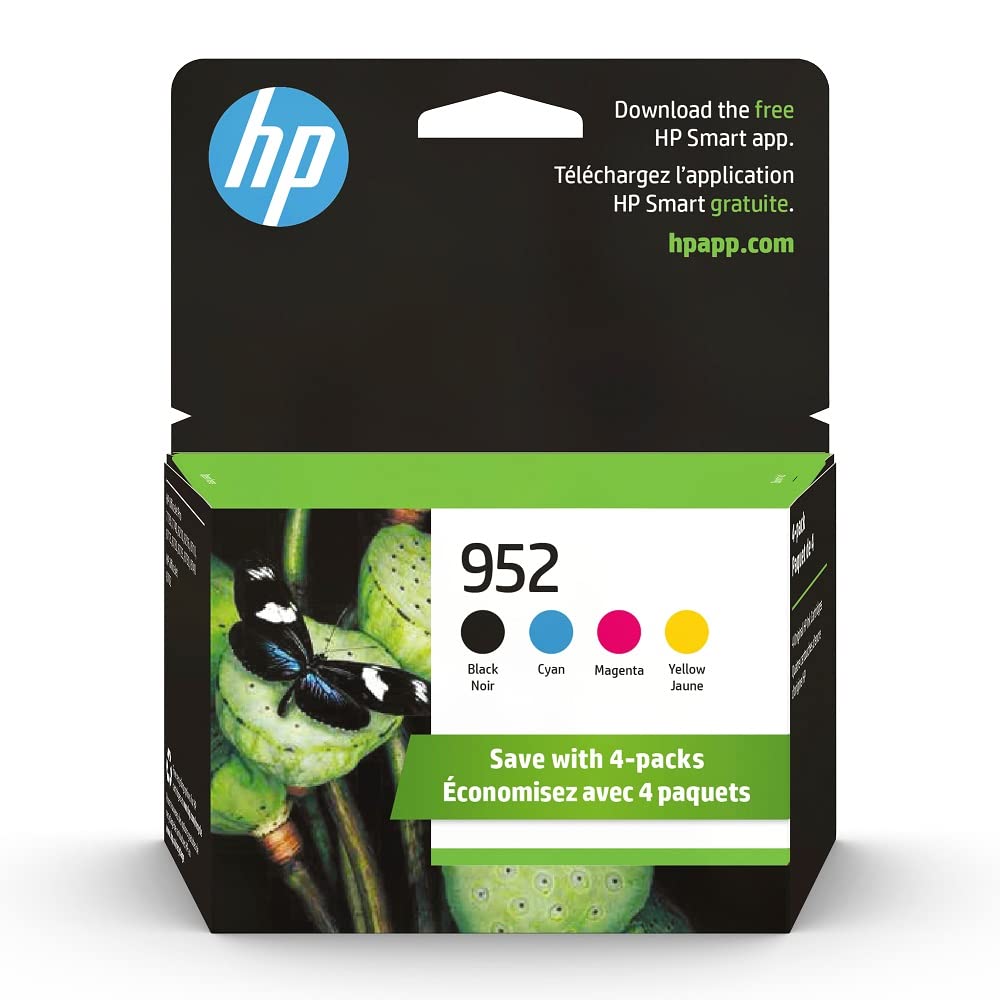 HP 952 | 4 Ink Cartridges | Black, Cyan, Magenta, Yellow | F6U15AN, L0S49AN, L0S52AN, L0S55AN