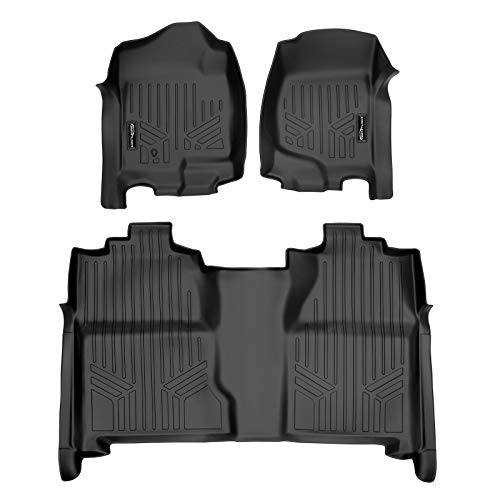 MAX LINER MAXLINER Floor Mats 2 Row Liner Set Black for 2007-2013 Silverado/Sierra 1500 Crew Cab - 2007-2014 2500/3500 HD Crew Cab