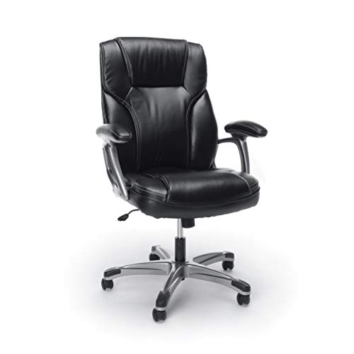 OFM ESS Collection High-Back Bonded Leather Executive Chair with Fixed Arms, in Black (ESS-6030-BLK)