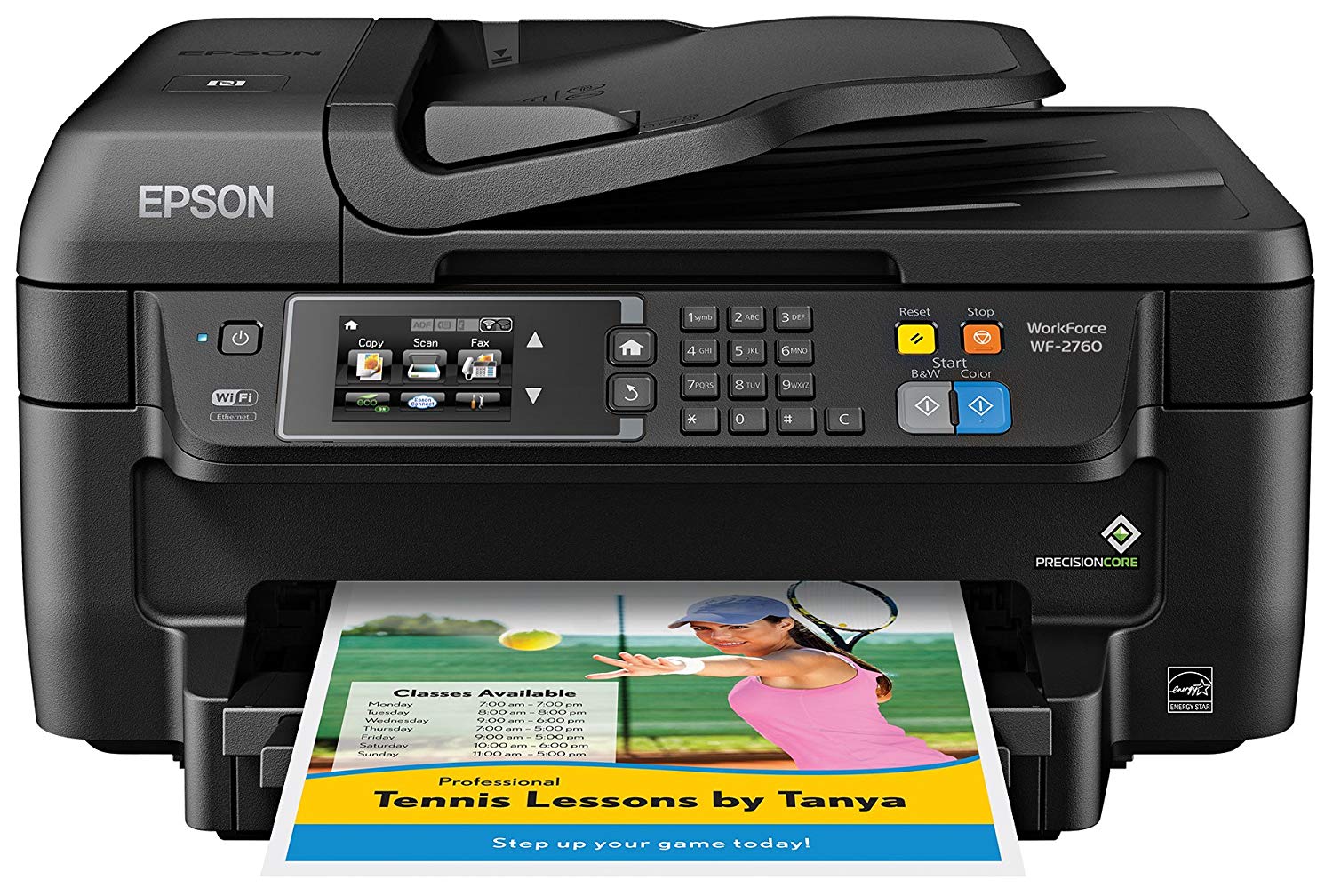 Epson WF-2760 All-in-One Wireless Color Printer with Scanner, Copier, Fax, Ethernet, Wi-Fi Direct & NFC