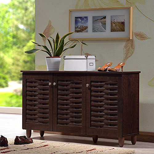 Baxton Studio T? ??ng giày Rhodes Dark Brown Entryway c...