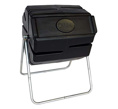 FCMP Outdoor 37 Gallon One Piece Tumbling Composter Bin for Soil