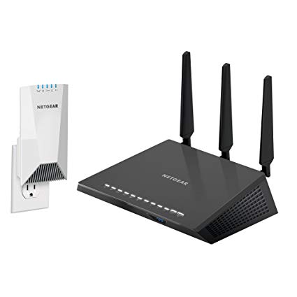 Netgear Nighthawk X4S Wall-Plug Tri-Band WiFi Mesh Extender (EX7500) with  Nighthawk AC1750 Smart Dual Band WiFi Router (R6700)