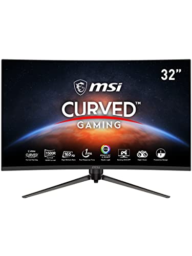 MSI Optix AG321CQR 16:9 Aspect Ratio Anti-Glare Super Narrow Bezel 1ms 2560 x 1440 (QHD) 165Hz Refresh Rate Tilt Adjustment Free Sync 32