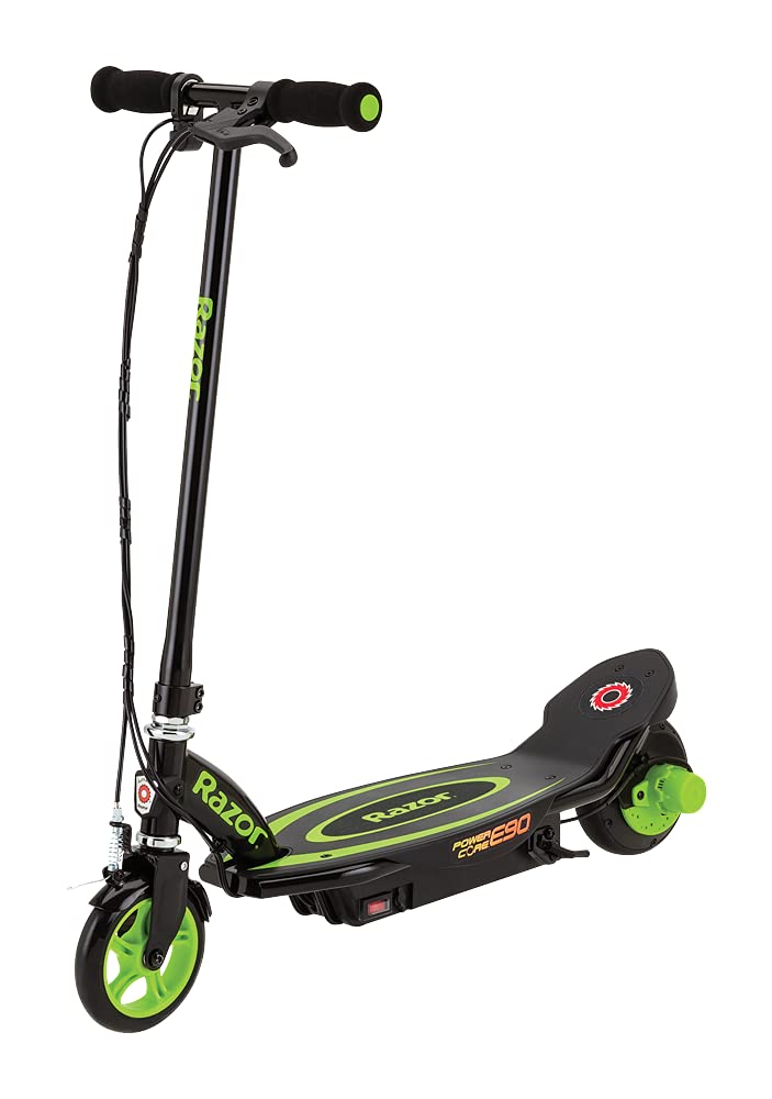 RAZOR Power Core E90 Electric Scooter with hub motor, push-button throttle, for kids 8+